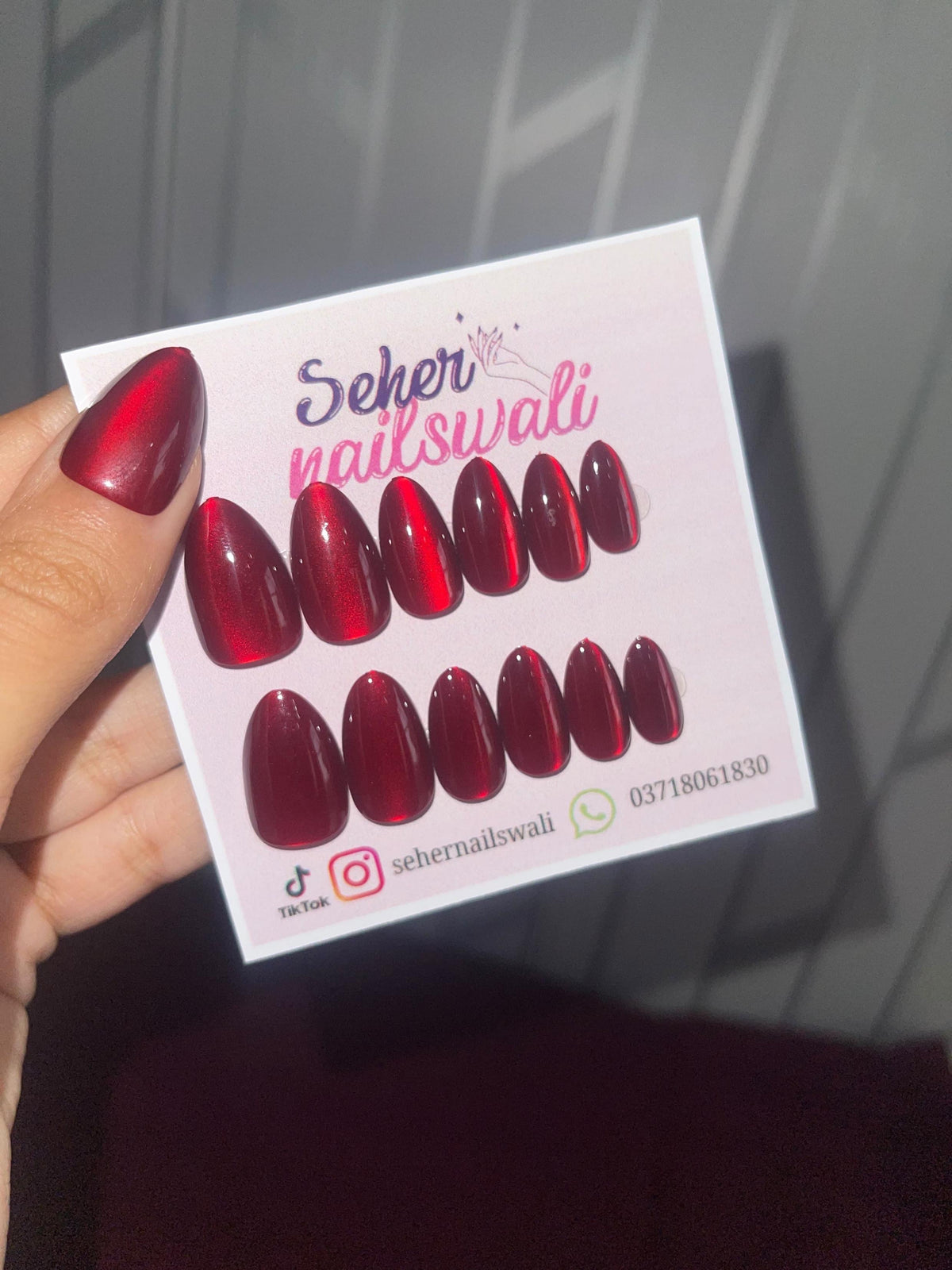 Cherry Red Press-On Nails | Elegant Red Almond Nails